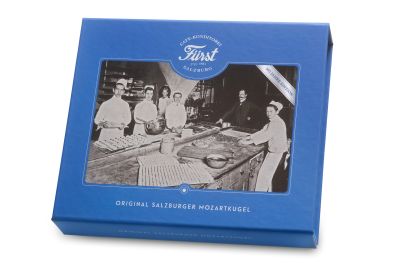 Original Salzburger Mozartkugel gift box 20 pieces "Historische Backstube Paul Fürst"