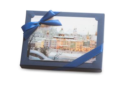 Original Salzburger Mozartkugeln Geschenkspackung 12 Stück "Winter in Salzburg"